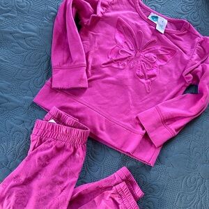 Vibrant Pink Butterfly Kids Matching Set